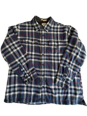 L.L. Bean Fleece Lined Plaid Flannel Shirt Jacket Men's XL Traditional Fit